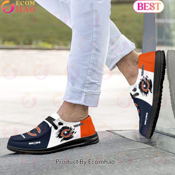 NFL Chicago Bears Broken Wall Logo Design Hey Dude Shoes Custom Your Name