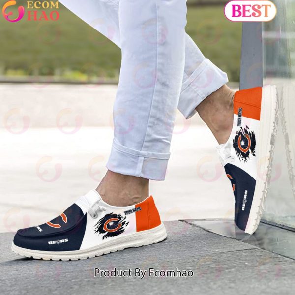 NFL Chicago Bears Broken Wall Logo Design Hey Dude Shoes Custom Your Name