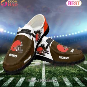 NFL Cleveland Browns Broken Wall Logo Design Hey Dude Shoes Custom Your Name