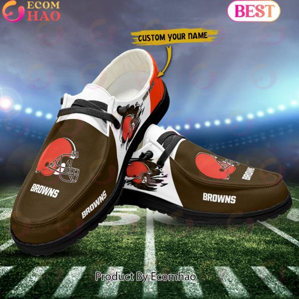 NFL Cleveland Browns Broken Wall Logo Design Hey Dude Shoes Custom Your Name