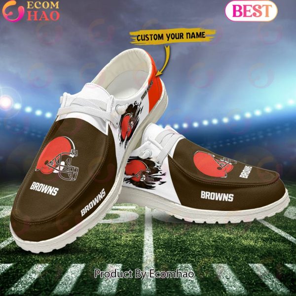 NFL Cleveland Browns Broken Wall Logo Design Hey Dude Shoes Custom Your Name
