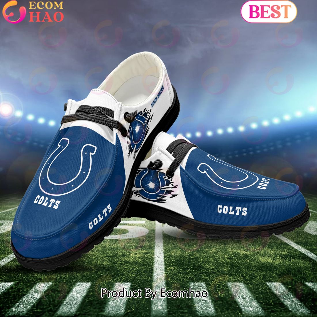 NFL Indianapolis Colts Broken Wall Logo Design Hey Dude Shoes Custom Your Name