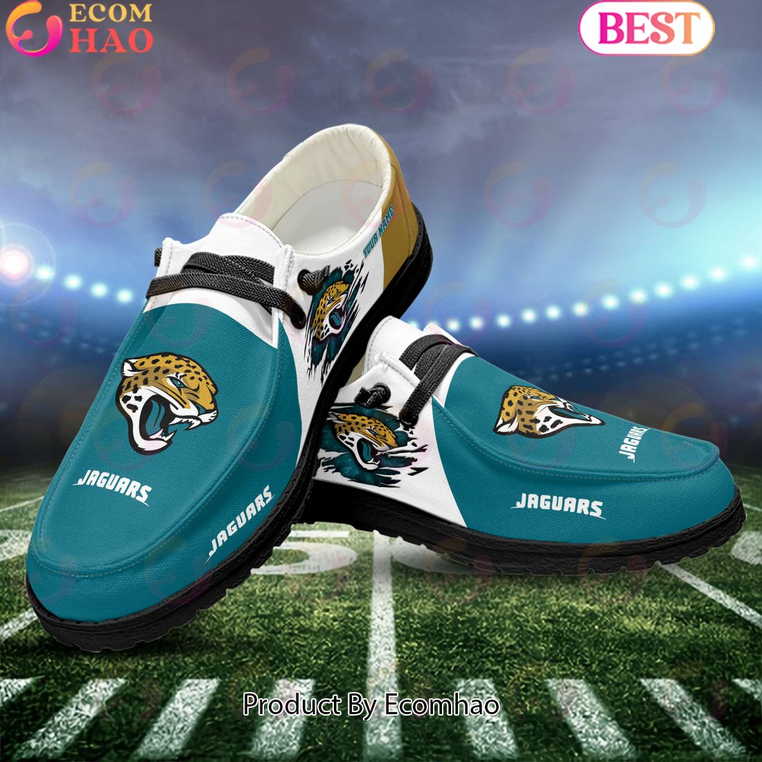 NFL Jacksonville Jaguars Broken Wall Logo Design Hey Dude Shoes Custom Your Name