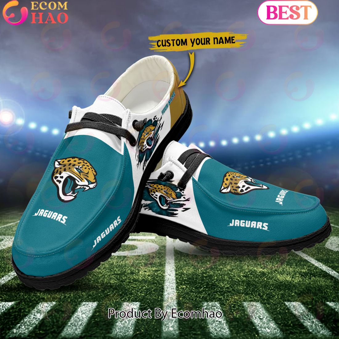 NFL Jacksonville Jaguars Broken Wall Logo Design Hey Dude Shoes Custom Your Name