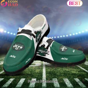 NFL New York Jets Broken Wall Logo Design Hey Dude Shoes Custom Your Name NFL New York Jets Broken Wall Logo Design Hey Dude Shoes Custom Your Name