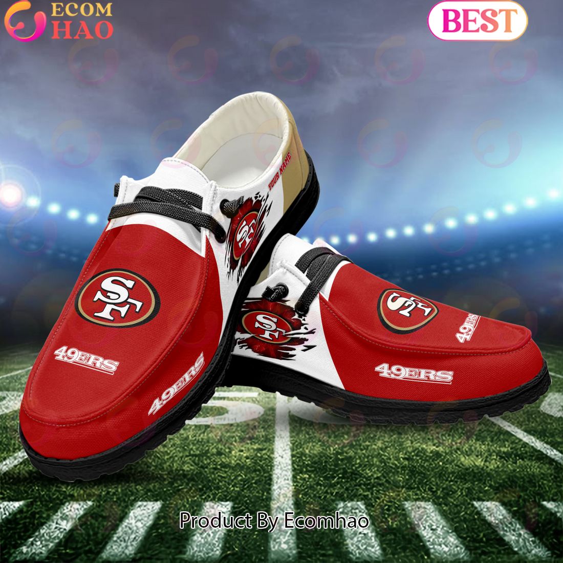 NFL San Francisco 49ers Broken Wall Logo Design Hey Dude Shoes Custom Your Name