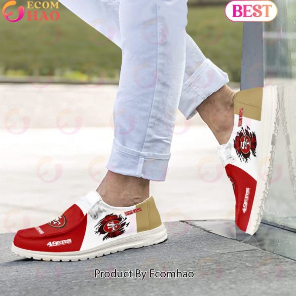 NFL San Francisco 49ers Broken Wall Logo Design Hey Dude Shoes Custom Your Name