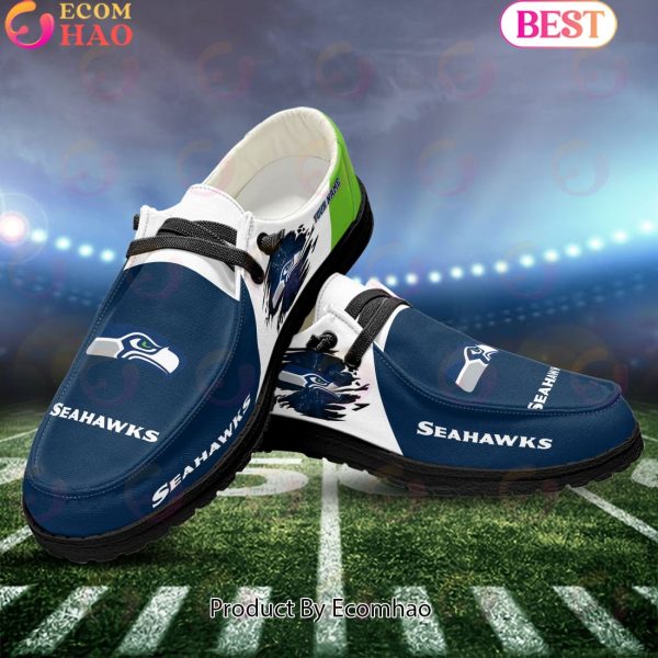 NFL Seattle Seahawks Broken Wall Logo Design Hey Dude Shoes Custom Your Name