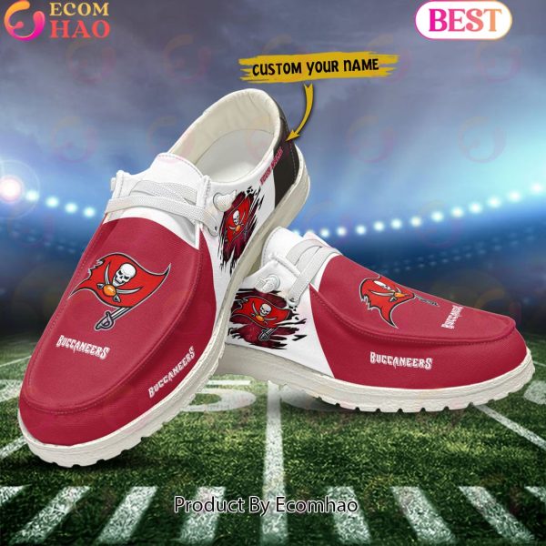 NFL Tampa Bay Buccaneers Broken Wall Logo Design Hey Dude Shoes Custom Your Name