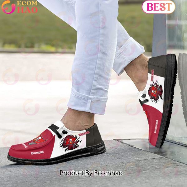 NFL Tampa Bay Buccaneers Broken Wall Logo Design Hey Dude Shoes Custom Your Name
