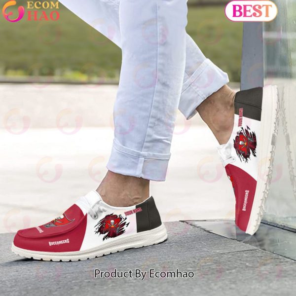 NFL Tampa Bay Buccaneers Broken Wall Logo Design Hey Dude Shoes Custom Your Name