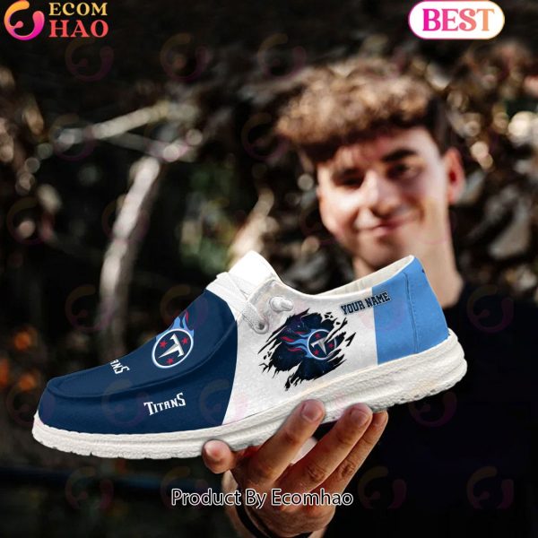 NFL Tennessee Titans Broken Wall Logo Design Hey Dude Shoes Custom Your Name