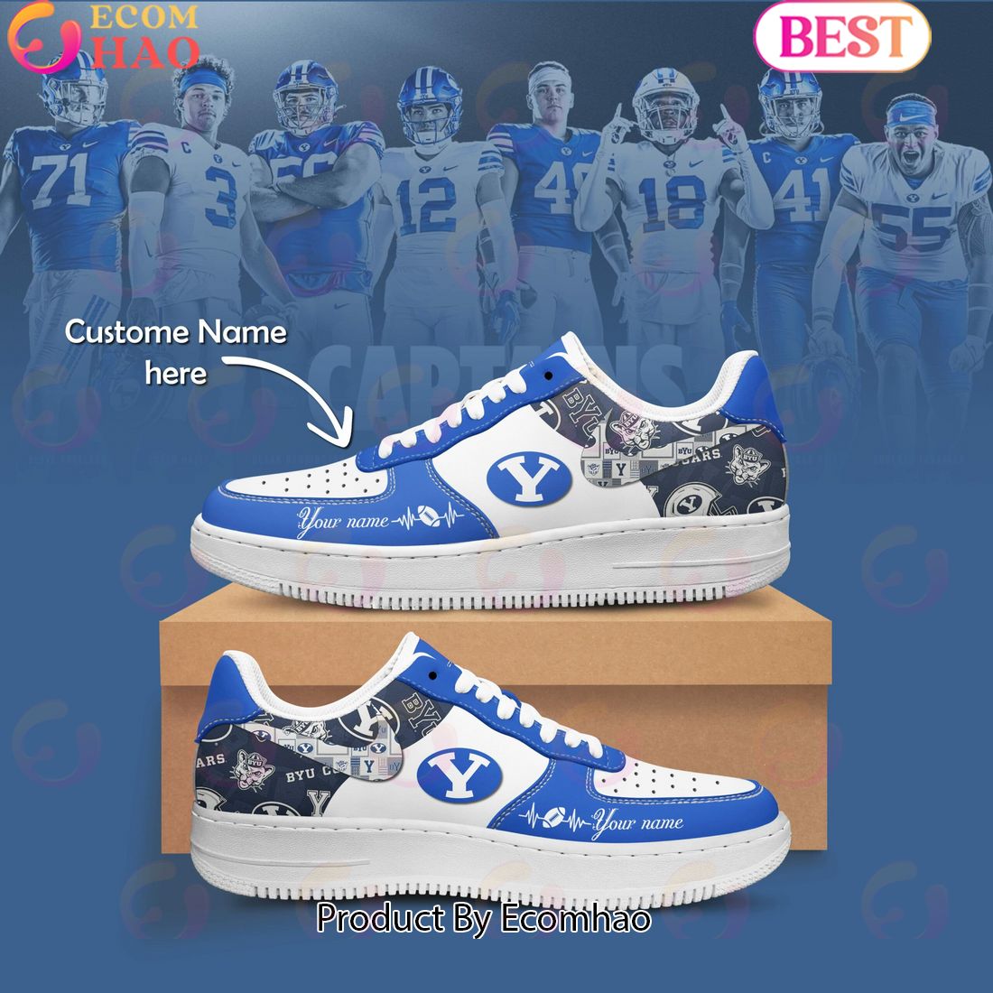 Custom Name NCAA BYU Cougars Special Design Air Force 1