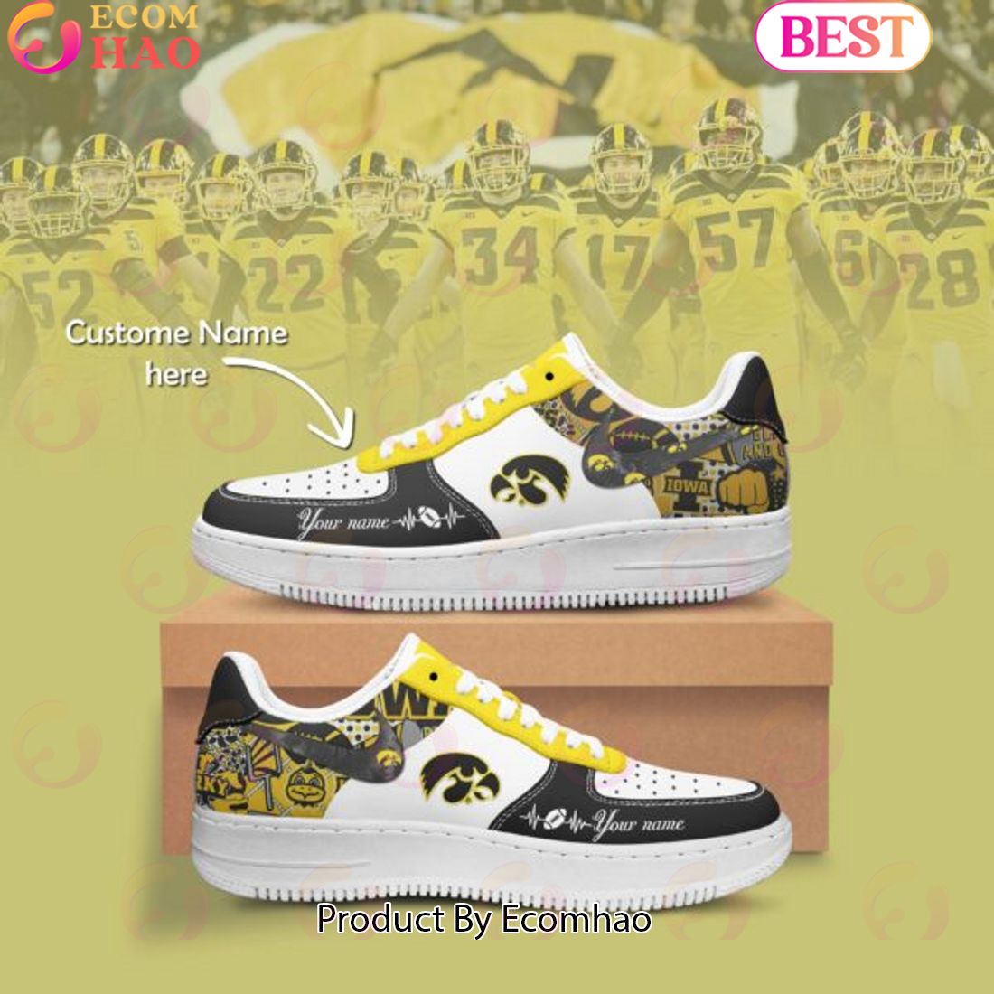 Custom Name NCAA Iowa Hawkeyes Special Design Air Force 1