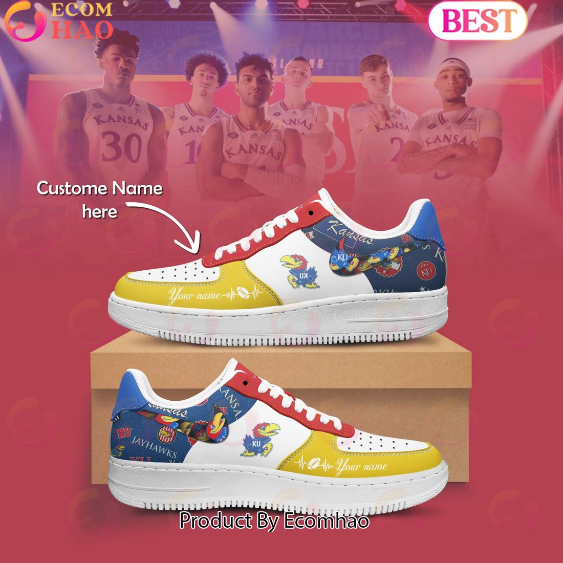 Custom Name NCAA Kansas Jayhawks Special Design Air Force 1