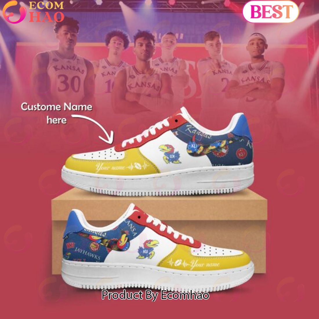 Custom Name NCAA Kansas Jayhawks Special Design Air Force 1