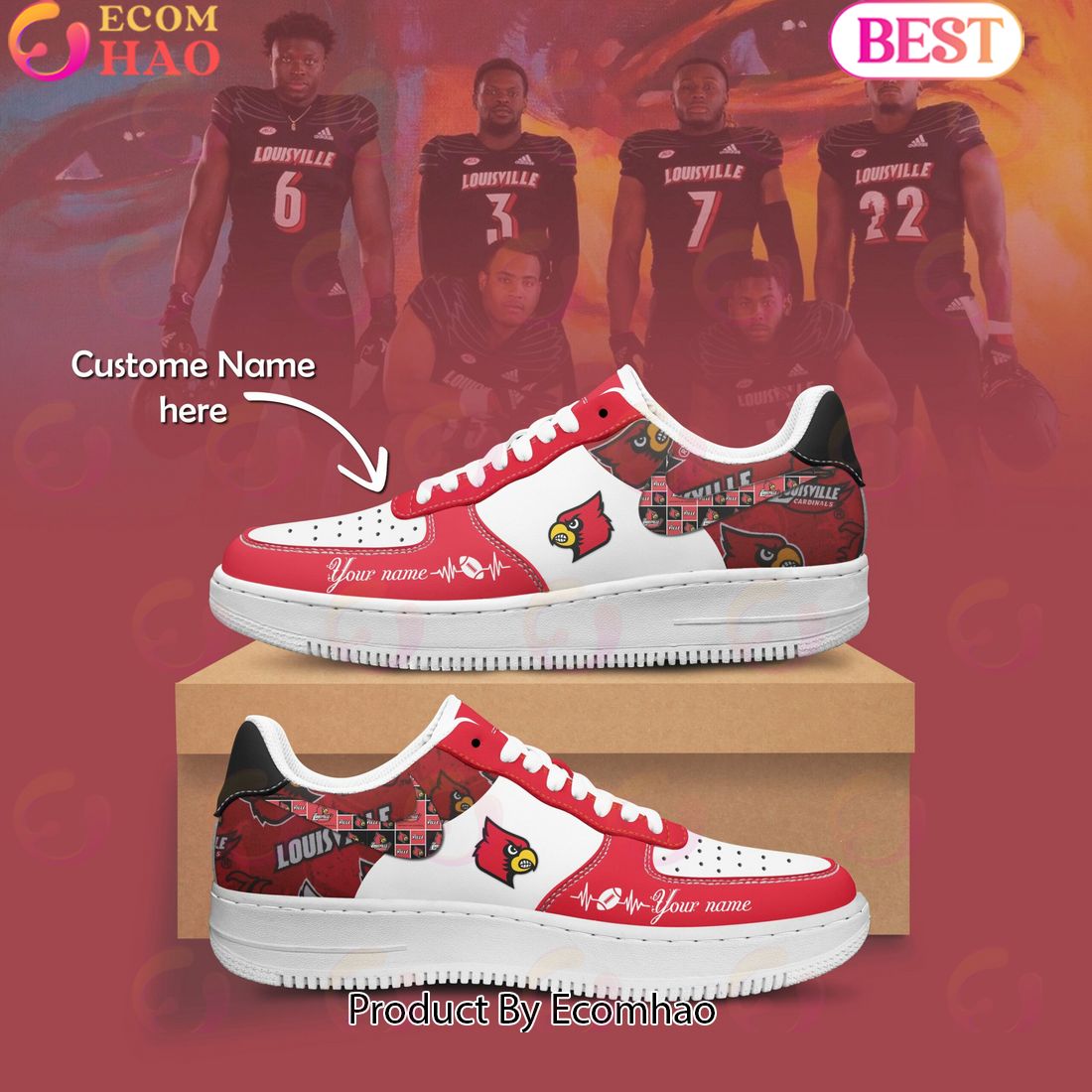 Custom Name NCAA Louisville Cardinals Special Design Air Force 1