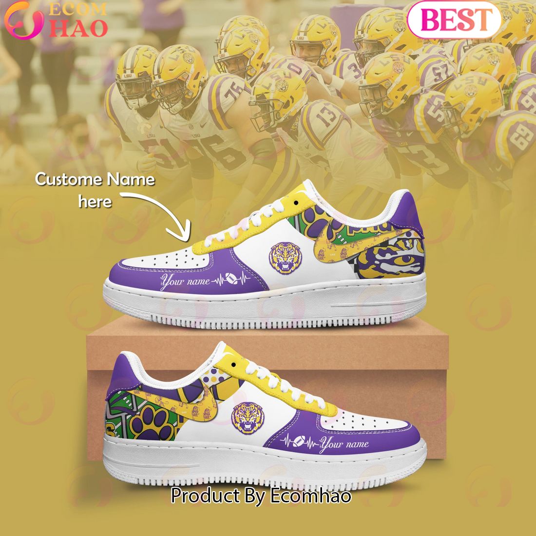 Custom Name NCAA LSU Tigers Special Design Air Force 1