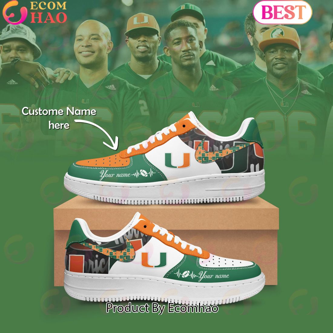 Custom Name NCAA Miami Hurricanes Special Design Air Force 1