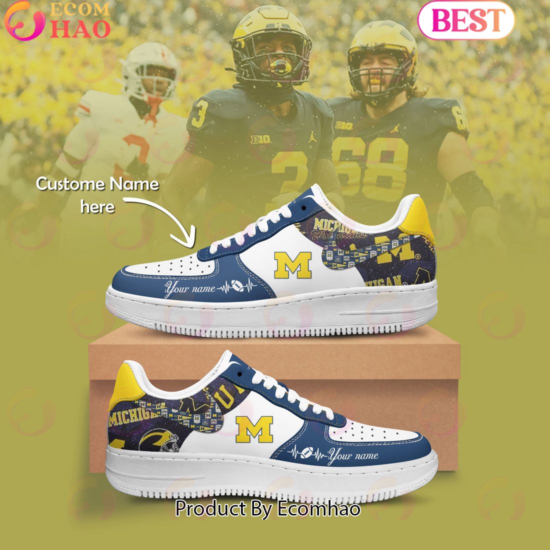 Custom Name NCAA Michigan Wolverines Special Design Air Force 1