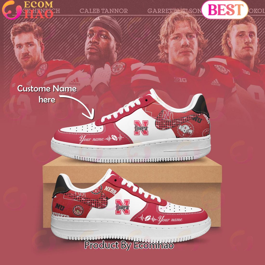 Custom Name NCAA Nebraska Cornhuskers Special Design Air Force 1