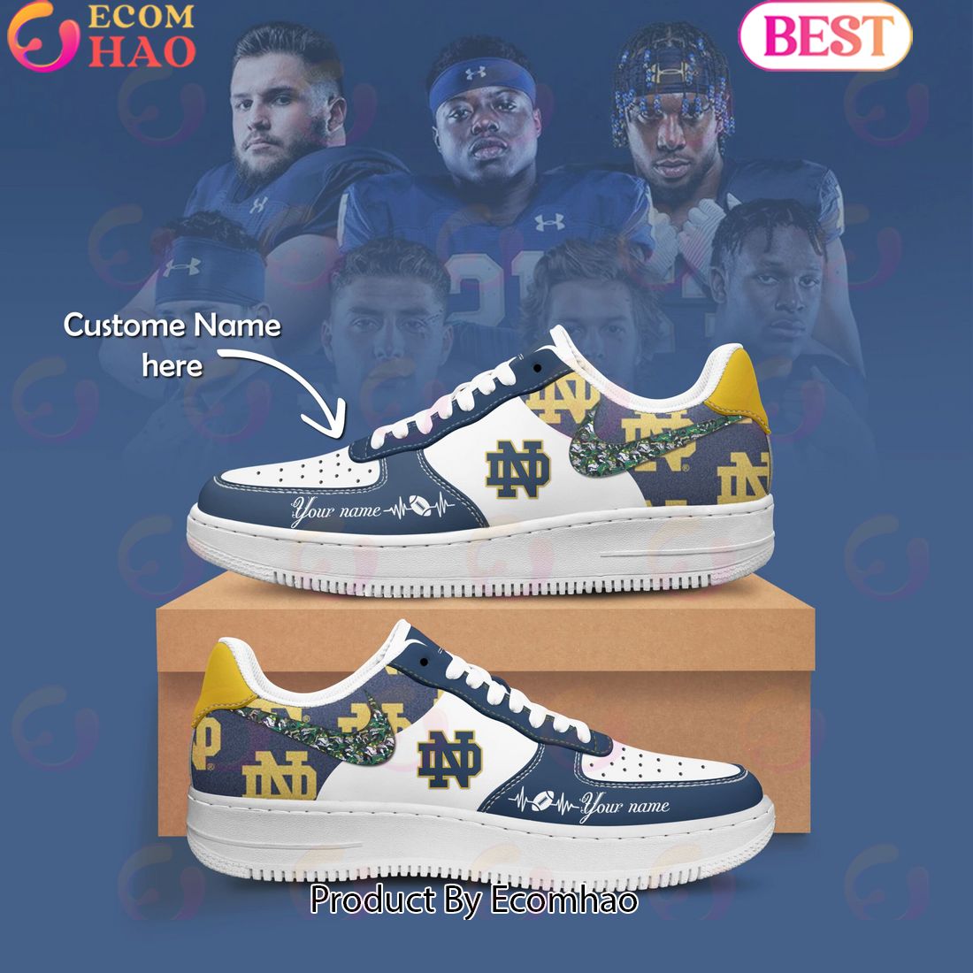 Custom Name NCAA Notre Dame Fighting Irish Special Design Air Force 1