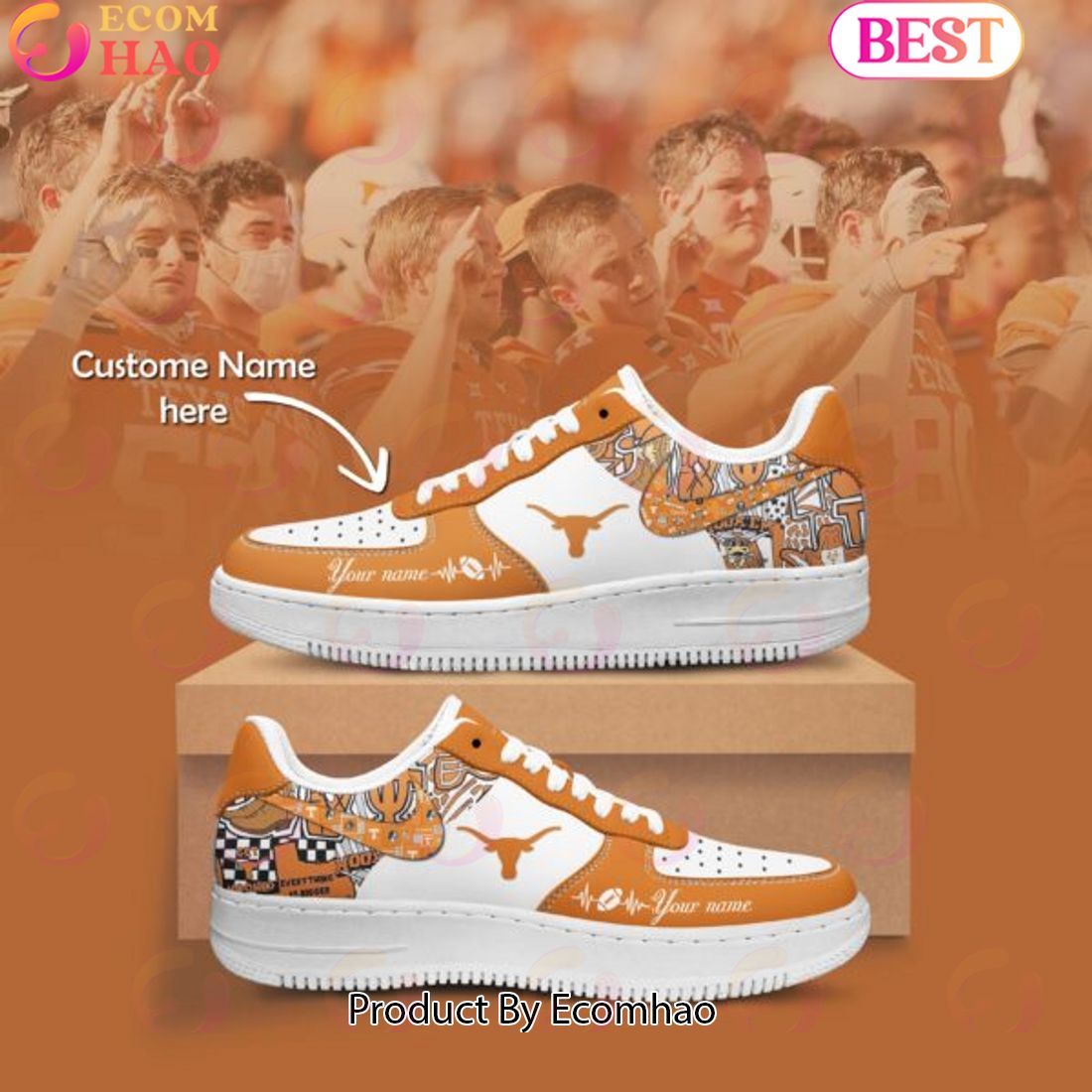 Custom Name NCAA Texas Longhorns Special Design Air Force 1