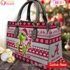 NCAA Arkansas Razorbacks Grinch Christmas Women Leather Hand Bag
