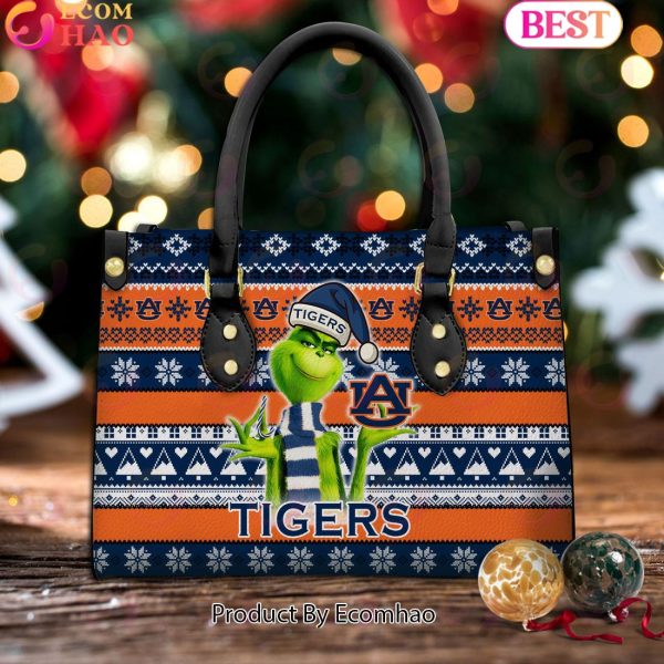 NCAA Auburn Tigers Grinch Christmas Women Leather Hand Bag