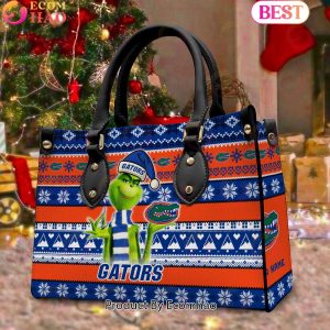 NCAA Florida Gators Grinch Christmas Women Leather Hand Bag