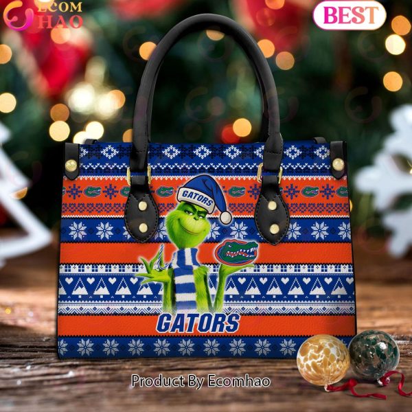 NCAA Florida Gators Grinch Christmas Women Leather Hand Bag