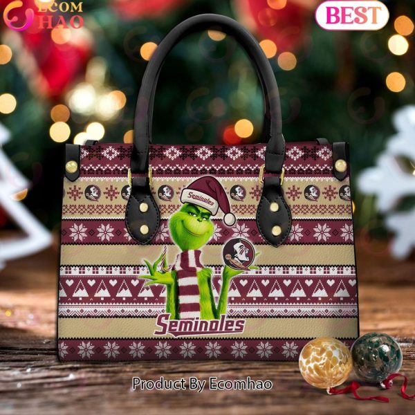 NCAA Florida State Seminoles Grinch Christmas Women Leather Hand Bag