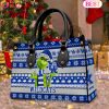 NCAA Iowa State Cyclones Grinch Christmas Women Leather Hand Bag
