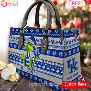 NCAA Kentucky Wildcats Grinch Christmas Women Leather Hand Bag
