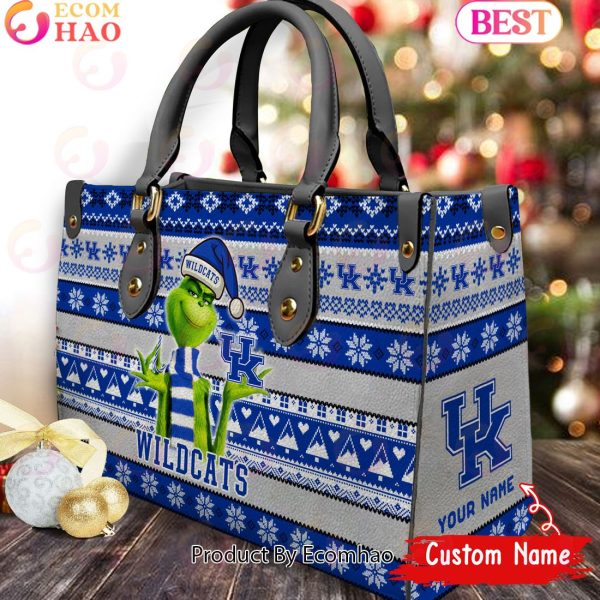 NCAA Kentucky Wildcats Grinch Christmas Women Leather Hand Bag