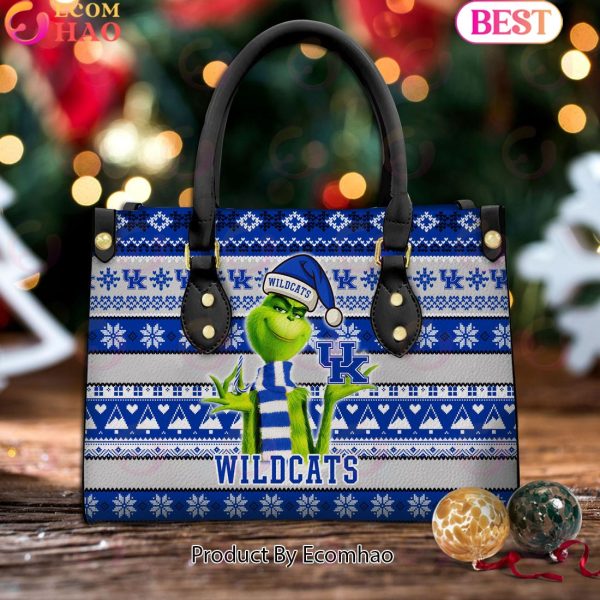 NCAA Kentucky Wildcats Grinch Christmas Women Leather Hand Bag