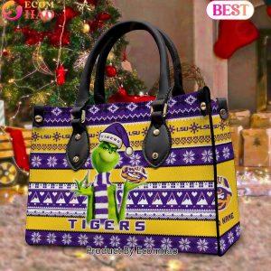 NCAA LSU Tigers Grinch Christmas Women Leather Hand Bag