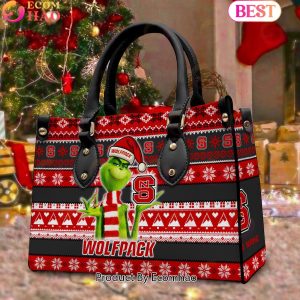 NCAA NC State Wolfpack Grinch Christmas Women Leather Hand Bag