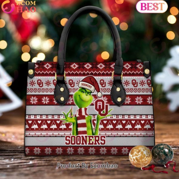 NCAA Oklahoma Sooners Grinch Christmas Women Leather Hand Bag
