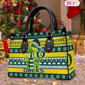 NCAA Oregon Ducks Grinch Christmas Women Leather Hand Bag
