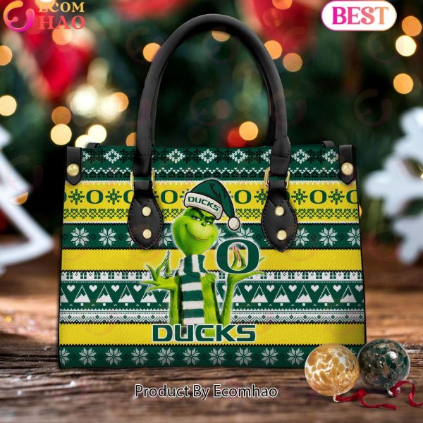 NCAA Oregon Ducks Grinch Christmas Women Leather Hand Bag