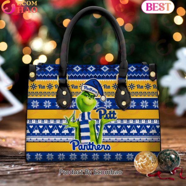 NCAA Pittsburgh Panthers Grinch Christmas Women Leather Hand Bag