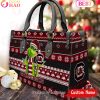 NCAA Pittsburgh Panthers Grinch Christmas Women Leather Hand Bag