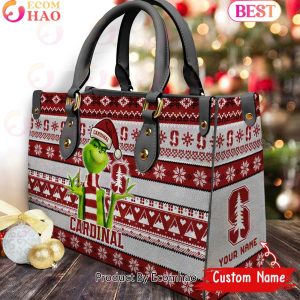 NCAA Stanford Cardinal Grinch Christmas Women Leather Hand Bag