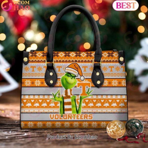 NCAA Tennessee Volunteers Grinch Christmas Women Leather Hand Bag