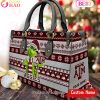NCAA Texas Longhorns Grinch Christmas Women Leather Hand Bag