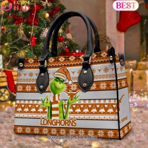 NCAA Texas Longhorns Grinch Christmas Women Leather Hand Bag