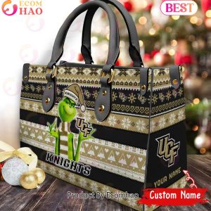 NCAA UCF Knights Grinch Christmas Women Leather Hand Bag