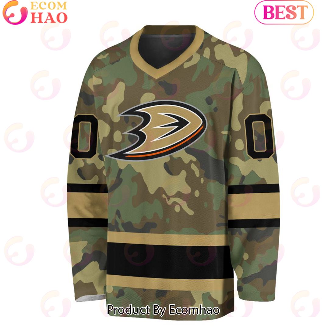 NHL Anaheim Ducks Special Camo Design V-neck Long Sleeve