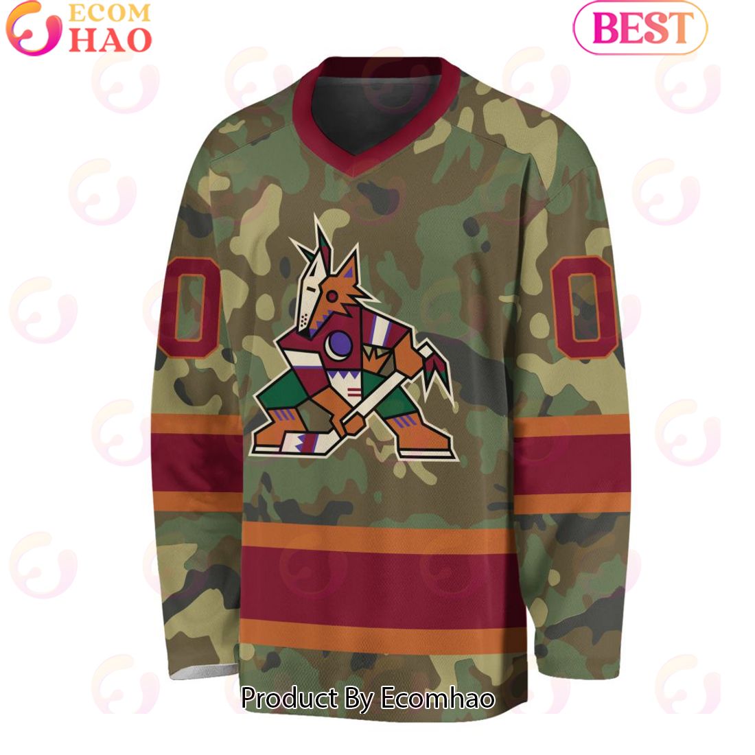 NHL Arizona Coyotes Special Camo Design V-neck Long Sleeve